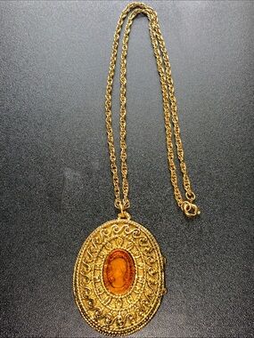 Corday Vintage Gold-Tone Perfume Locket Necklace